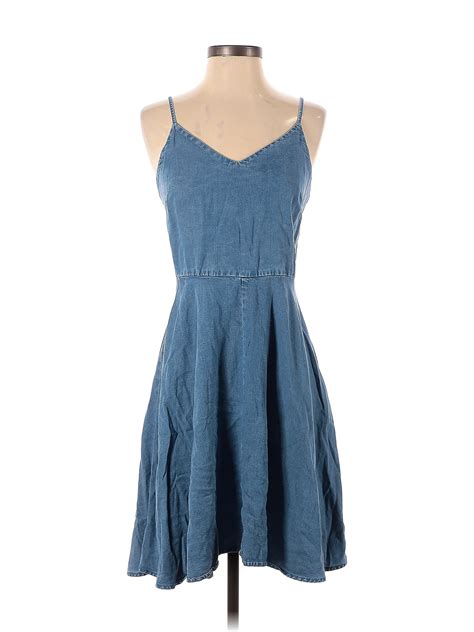 Gap 100 Lyocell Solid Blue Casual Dress Size S 69 Off Thredup