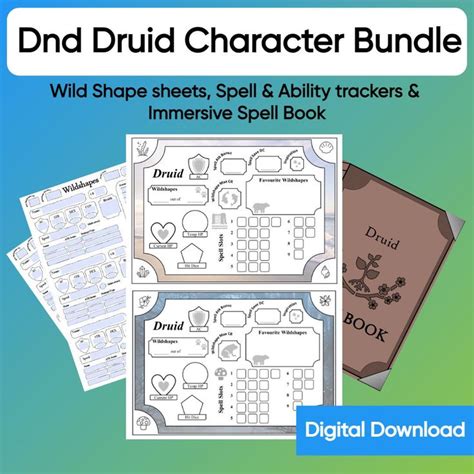 Dnd Druid Bundle Wild Shape Sheets Spell Ability Tracker And