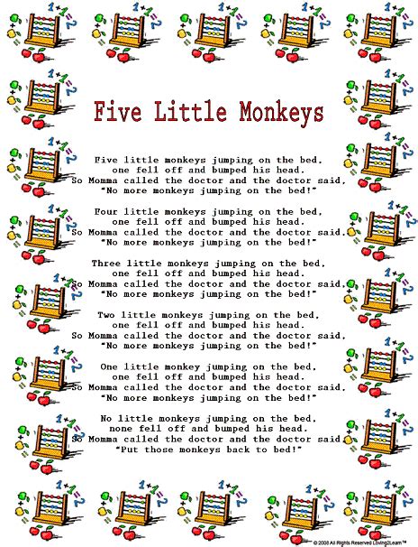 The Five Little Monkeys Nursery Rhyme Worksheet: Free, 46% OFF