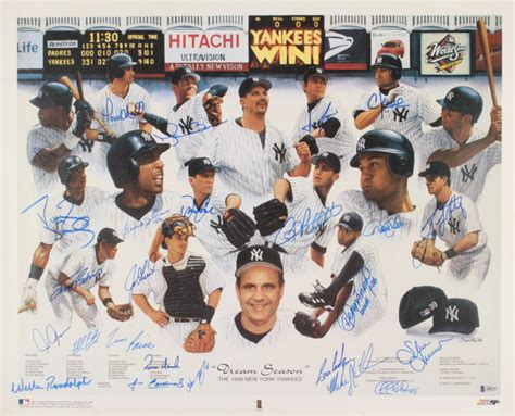 Yankees 1998 World Series Champions 20x25 Poster Team-Signed by (24 ...