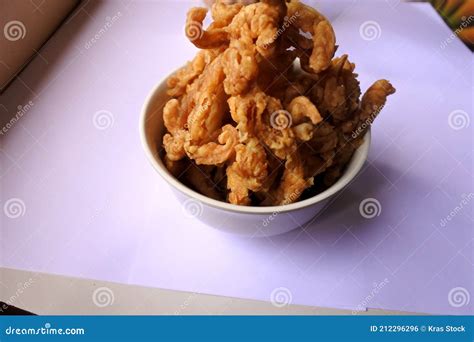 Oyster Mushroom Chips Crunchy Tasty In A White Bowl Stock Photo