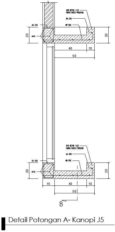 Design of canopy with reinforcement details - Cadbull