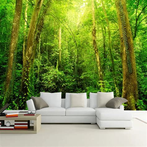 Custom Any Size 3D Wall Mural Wallpaper Sunshine Forest Tree Landscape ...