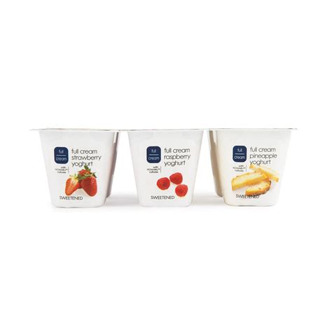 Full Cream Strawberry Raspberry And Pineapple Yoghurt 6 Pk Woolworths