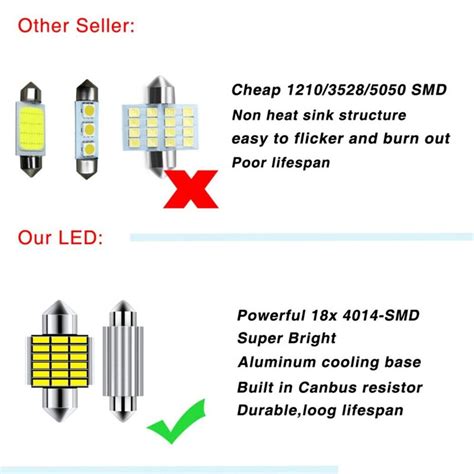 Pcs Mm Mm Festoon Smd Led Interior Dome Map Bulb Globe V