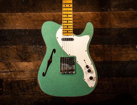 Fender Custom Shop Ltd 60s Custom Telecaster Thinline Relic In Aged Seafoam Green Sparkle