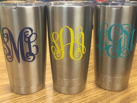 Your 3 Initials Vine Monogram Decal For Your Yeti Rambler Tumbler