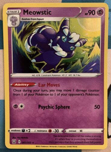 Meowstic Swsh Battle Styles Pok Mon Holo Rare Nm M Ebay