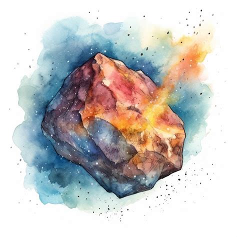 Premium AI Image | painting of a rock with a bright yellow fire coming out of it generative ai