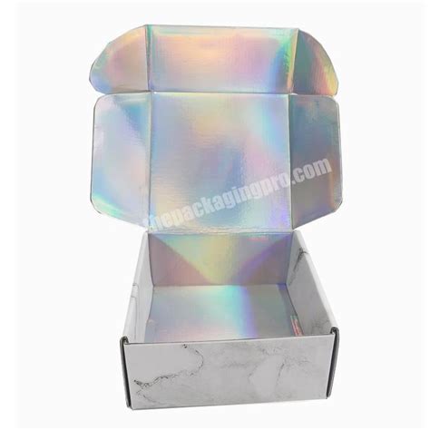 Custom Logo Fold Hot Marble Holographic Packaging Box E Commerce Paper Delivery Shipping Mailer