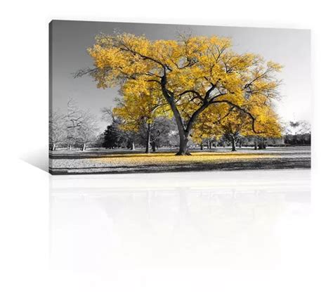 Cuadro Decorativo Canvas Naturaleza Bosque Arbol Amarillo Meses Sin