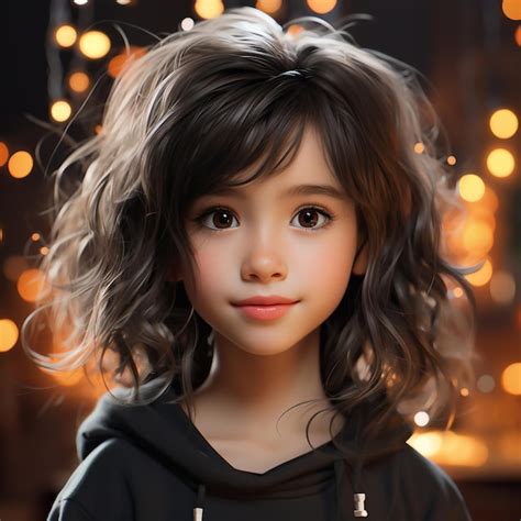 Young Girl With Cute Hair In The Style Of Realistic Lighting Kawaii Ai Generated Premium Ai