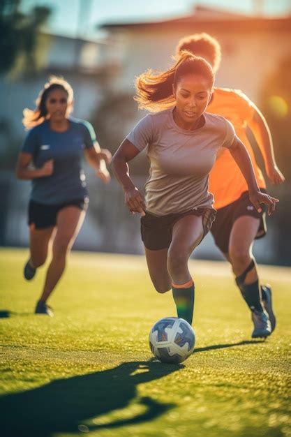 Premium AI Image | women football players practicing drills and honing their skills