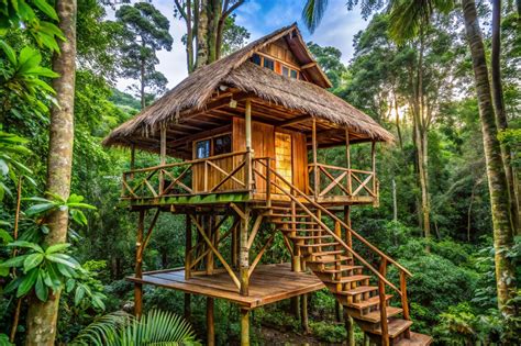 glamping accommodation   amazon rainforest wooden treehouse amazon