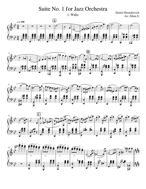 Waltz From Suite No 1 For Jazz Orchestra By Shostakovich Sheet Music