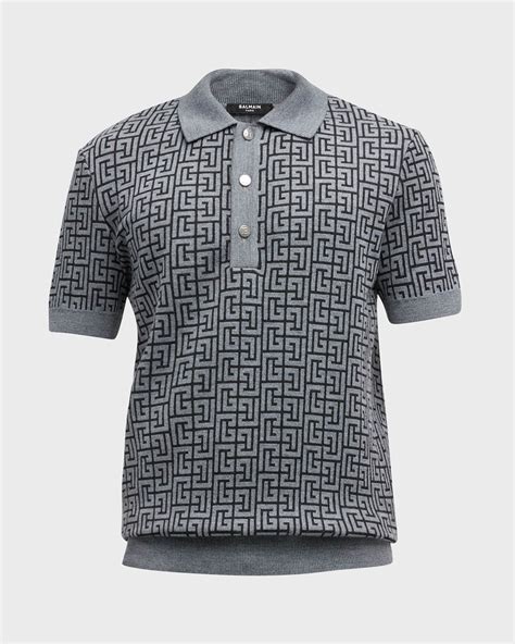 Balmain Men S Monogram Polo Shirt Neiman Marcus