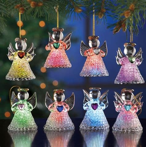 Color Changing Glass Angel Ornaments Hang This Set Of 8 Glass Angels