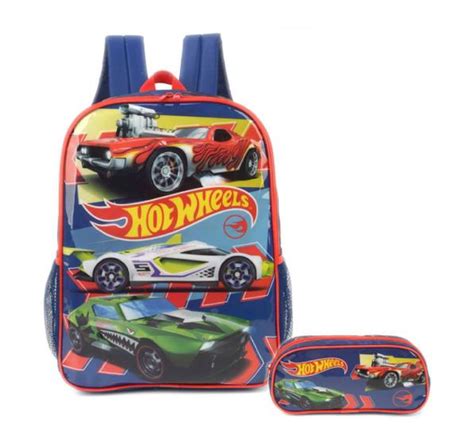 Mochila Hot Wheels De Costas Estojo Escolar Infantil Luxcel Mochilas Magazine Luiza