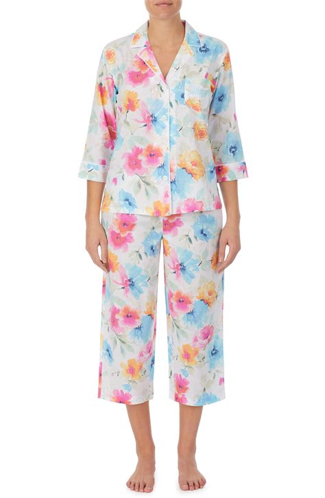 Buy Ralph Lauren Wo Three Quarter Sleeve Capri Pajamas Multi Floral At 40 Off Editorialist