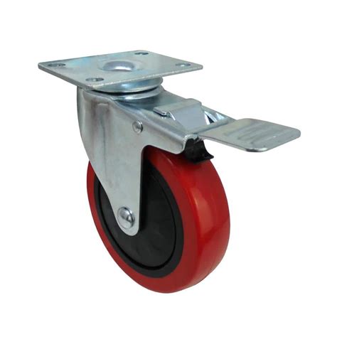 Everbilt In Red Polyurethane And Steel Swivel Plate Caster With