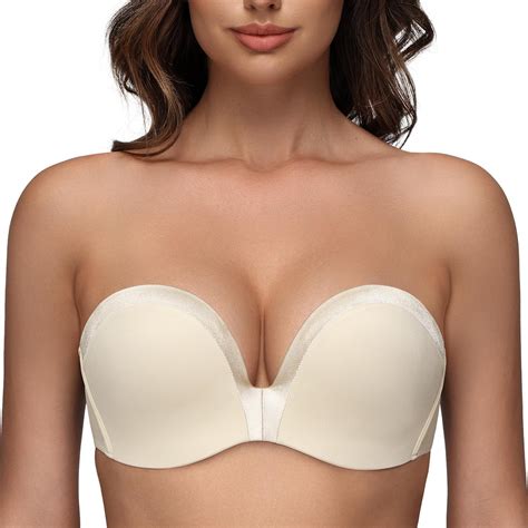 Wingslove Womens Strapless Bra Full Figure Wirefree Push Up Bras Seamless Multiway Convertible