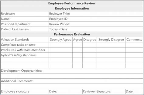 √ Free Printable Employee Review Form