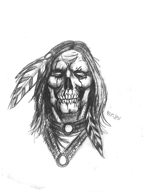 Native American Skull By DarkMatteria On DeviantArt Indian Skull