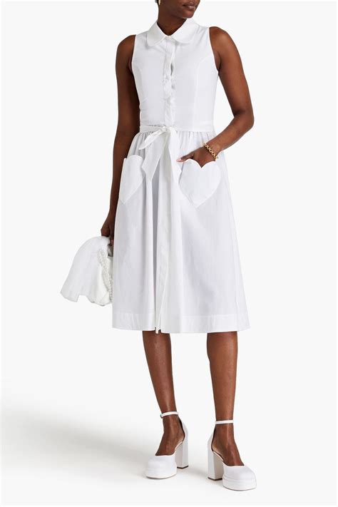 Moschino Belted Cotton Blend Poplin Midi Shirt Dress The Outnet