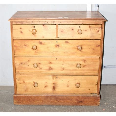 Victorian Pine Over Chest Of Draws With Bun Handles