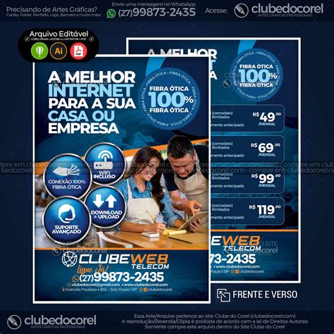 Panfleto Flyer Provedor Internet Modelo Edit Vel Cdr Ai Pdf