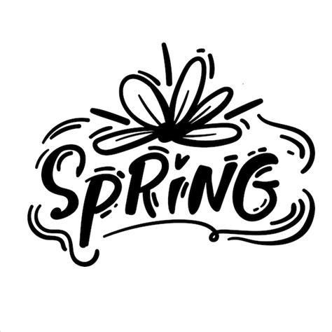 Hallo frühling handskizziertes logo abzeichen typografie symbol