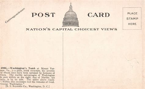 Vintage Postcard 1910s View Of Washingtons Tomb Mount Vernon Virginia