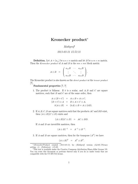 Kronecker Product Mathprof | PDF | Matrix (Mathematics) | Matrix Theory