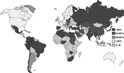 Prevalence Of H Pylori In Human Populations Worldwide The Map Was Download Scientific Diagram