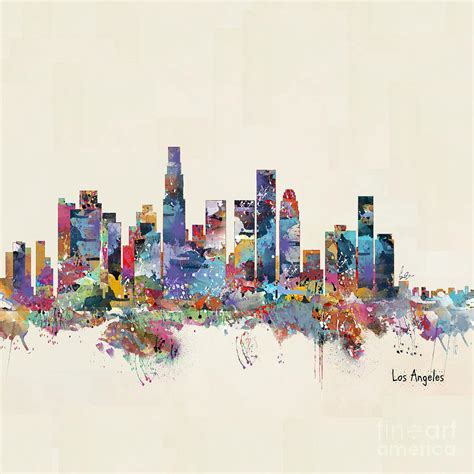 Los Angeles California Skyline Painting By Bri Buckley Pixels