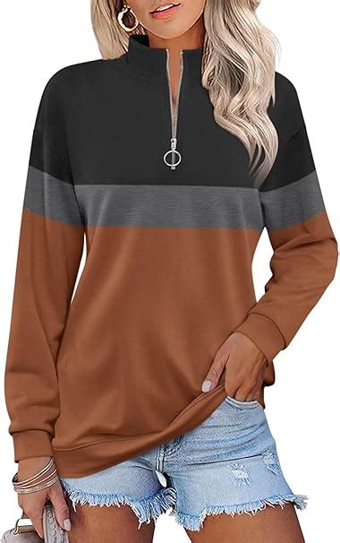 Orandesigne Women S Quarter Zip Pullover Sweatshirts Long Sleeve Fall