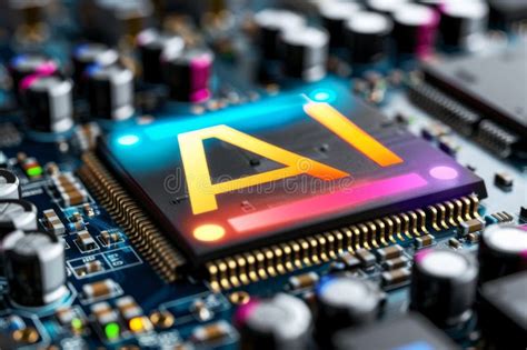 Close Up Of AI Chip On Circuit Board Modern Technology Digital