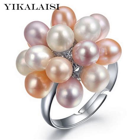 Yikalaisi Natuurlijke Zoetwater Drop Parel Ring Sieraden 4 5Mm Bloem