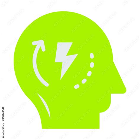 Green Self Motivation Symbol, Self Starter Mindset Concept, Human Brain Head and Thunder Bolt on ...