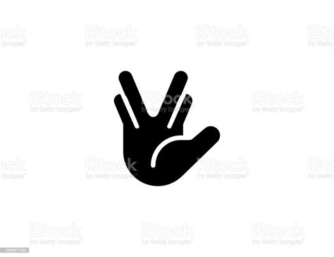 Vulcan Salute Vector Icon Isolated Vulcan Salute Hand Gesture Flat