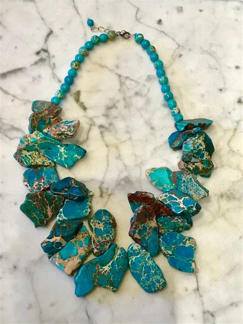 Fabulous Turquoise Jasper Cluster Chunk Nest Style Necklace