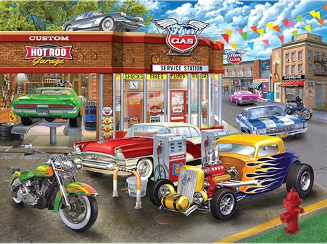 RoseArt Chris Bigelow Hot Rod Garage Piece Jigsaw Puzzle For Adults