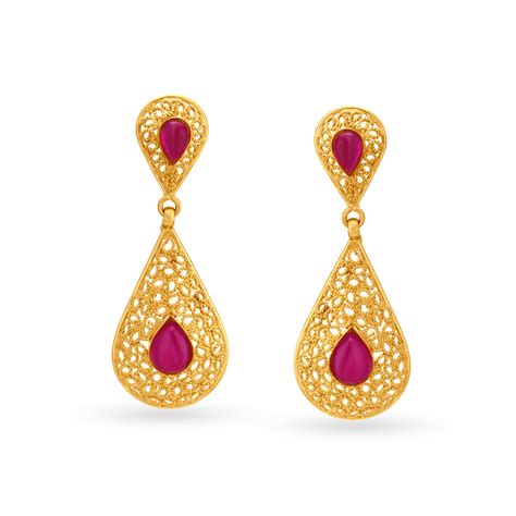 Majestic 22 Karat Yellow Gold Teardrop Drop Earrings