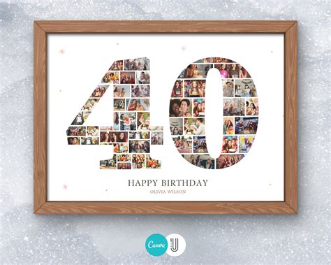 40 Number Photo Collage,40th Birthday Number, 40 Photo Collage Canva ...