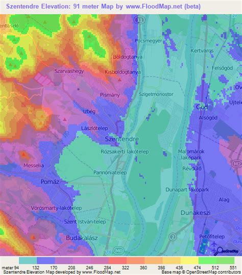 Elevation of Szentendre,Hungary Elevation Map, Topography, Contour