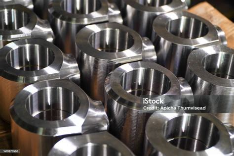 Shiny Steel Parts Background Regular Industrial Metal Production