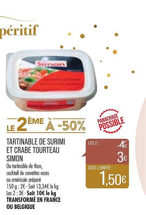 Offre Tartinable De Surimi Et Crabe Tourteau Simon Chez Match