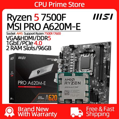 AMD Ryzen 5 7500F MSI PRO A620M E Motherboard And Processor Set Kit