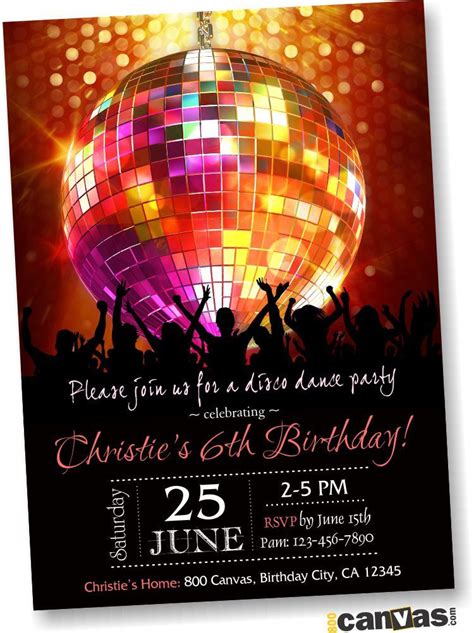 Dance Invite Disco Ball Just Dance Dance Birthday Invitation Disco