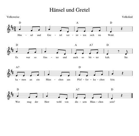 Hänsel Und Gretel Kinderlieder Noten Text Kinderlieder Zum